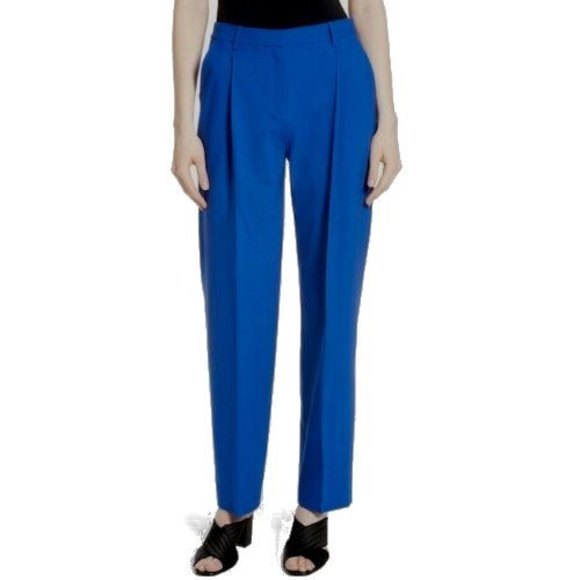 Womens Size 4 Diane von Furstenberg Blue Pleat Front Stretch Wool Dress Pants - Picture 1 of 4